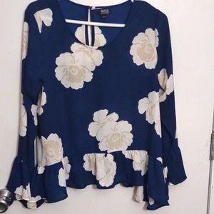 Anna Navy Floral print top